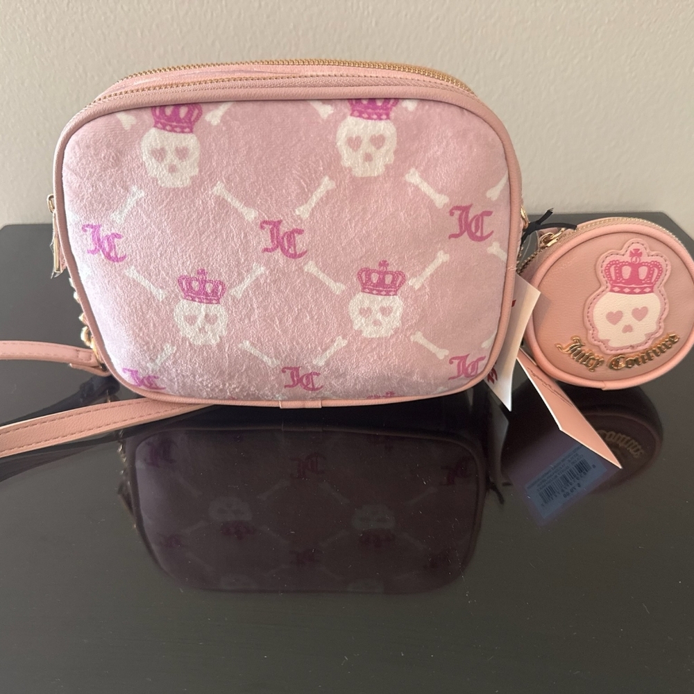 Juicy Couture 💖 Pink Skull Crown Crossbody + Coin Pouch ✨ Y2K Baddie Vibes 👛